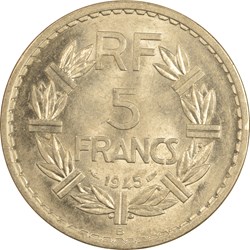 5 francs Lavrillier 1945 B