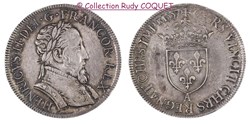 Teston tête laurée Henri II 1557 A (Paris)