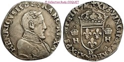 Teston Henri II 1557 D (Lyon)