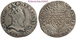 Demi teston tête couronnée Henri II 1550 G (Poitiers)