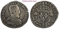 Demi teston Henri II 1555 L (Bayonne)