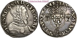 Demi teston Henri II 1554 G (Poitiers)