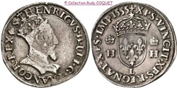 Teston tête couronnée Henri II 1555 L (Bayonne)