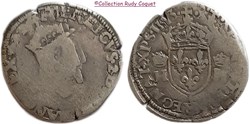 Demi teston tête couronnée Henri II 1553 L (Bayonne)