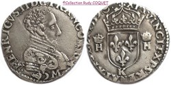 Demi teston au buste B Henri II 1559 K (Bordeaux)
