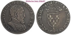 Teston tête laurée Henri II 1554 A (Paris)