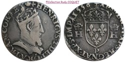 Teston tête couronnée Henri II 1556 P (Dijon)