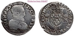 Demi teston Henri II 1554 Y (Bourges)