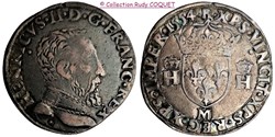 Teston au buste D Henri II 1554 M (Toulouse)