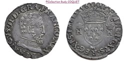 Demi teston au buste D Henri II 1561 M ( Toulouse) Monnayage sous Charles IX
