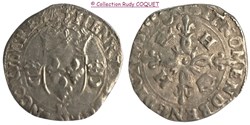 Douzain aux 2 C couronnés Henri II 1555 K(Bordeaux)