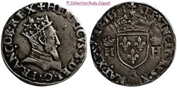 Demi teston tête couronnée Henri II 1551 A (Paris)
