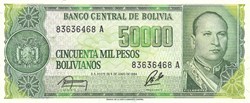 5 centavos sur 50.000 pesos boliviens