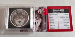 Canadá. 5 Dollars 2019 - Canadian Wildlife - Red Fox & Wolf - 2 x 1 Oz