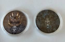 Canadá. 5 Dollars 2022 – Maple Leaf „Skull with Hornes and Dark Blue Skull - Colorized - 2 x 1 Oz