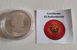 Canadá. 5 Dollars 2021 - Maple Leaf - Space Red Devil - 1 Oz mit COA
