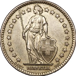2 francs Helvetia Suisse, 1961, Berne