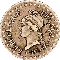 Un centime Dupré, le Directoire, an 6, 6 normal, 36 / 50 perles, Paris