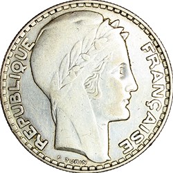 20 francs Turin, rameaux longs, IIIe République, 1933
