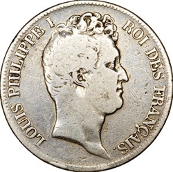 5 francs, type Tiolier, avec I, tranche en creux, Louis-Philippe Ier, 1831, Nantes