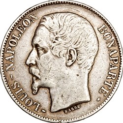 5 francs Louis-Napoléon Bonaparte, 1er type, IIe République, 1852, Paris