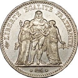 5 francs Hercule, IIIe République, 1876, Paris