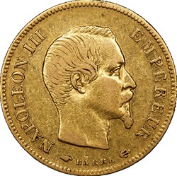 10 francs, tête nue, Napoléon III, 1857, Paris