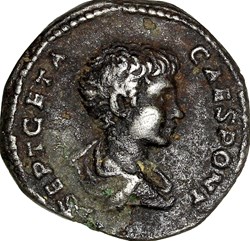 Denier de Géta césar, Securitas, 202, Rome