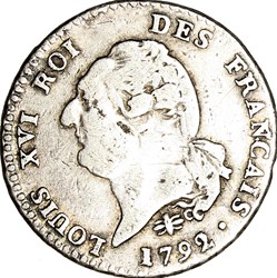 15 sols au Génie, type Français, Louis XVI, 1792, an 4, 1er semestre, Lyon