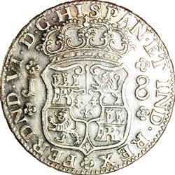 8 réales de Ferdinand VI d'Espagne, 1752, Santiago du Chili, faux moderne