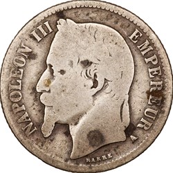 1 franc, tête laurée, Napoléon III, 1867, Paris
