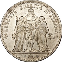 5 francs Hercule, IIIe République, 1876, Bordeaux