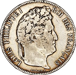5 francs, 2e type Domard, Louis-Philippe Ier, 1842, Strasbourg