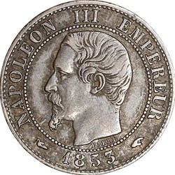 Un centime, tête nue, Napoléon III, 1853, Paris