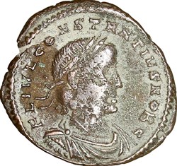 Centenionalis de Constance II césar, Gloria Exercitus 1 enseigne, 336-337, Constantinople