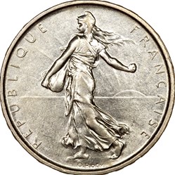 5 francs Semeuse, Ve République, 1967