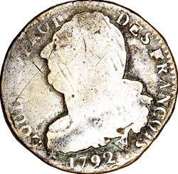 2 sols au faisceau, type François, Louis XVI, 1792, an 4, Arras