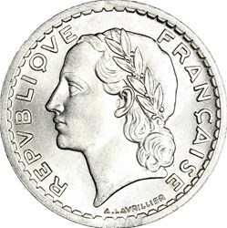 5 francs Lavrillier, aluminium, GPRF, 1946, frappe forte et faiblesse sur le listel