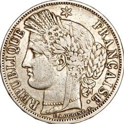 5 francs Cérès, IIe République, 1849, Paris