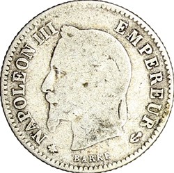 20 centimes Napoléon III, tête laurée, grand module, Napoléon III, 1868, Paris