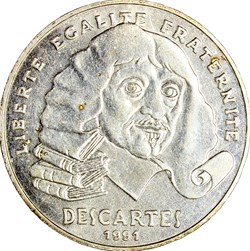 100 francs René Descartes, Ve République, 1991