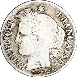 20 centimes Cérès, IIe République, 1850, oreille haute, Paris