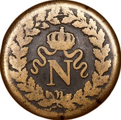 Un décime à l'N couronnée, Napoléon Ier, 1814 •, Strasbourg