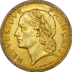 5 francs Lavrillier, bralu, IIIe République, 1940