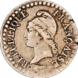 Un centime Dupré, le Directoire, an 6, 6 normal, 53 / 50 perles, Paris