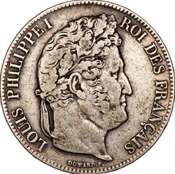 5 francs, 2e type Domard, Louis-Philippe Ier, 1838, Lille