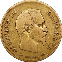 10 francs, tête nue, Napoléon III, 1856, Paris
