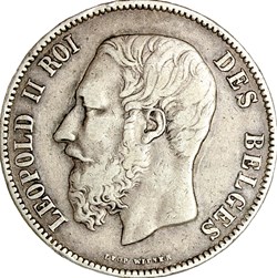 5 francs, Léopold II de Belgique, 1870