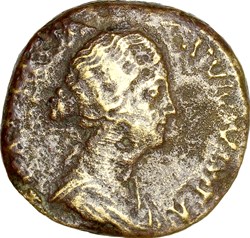 Sesterce de Faustine Jeune, Hilaritas, 161-175, Rome