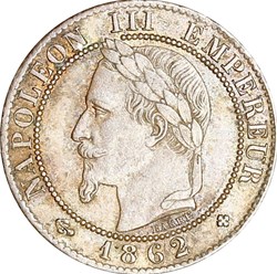 Un centime, tête laurée, Napoléon III, 1862, Strasbourg